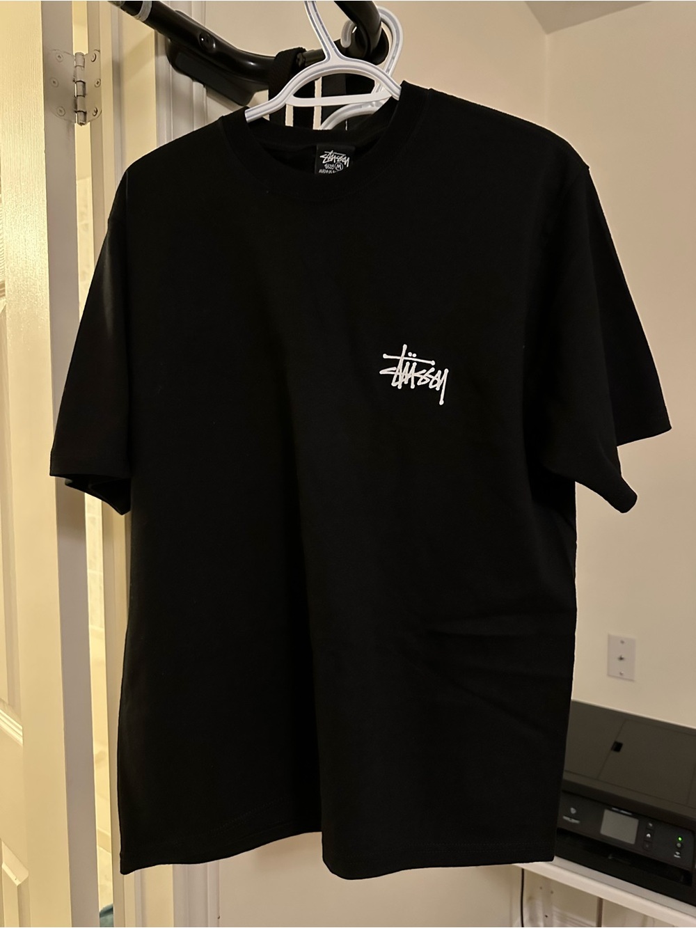 Black Stussy Logo Crewneck T-Shirt